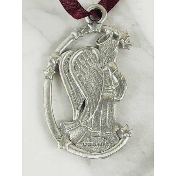 Longaberger Christmas Tree Ornament Pewter 2" Joy Love Hope Peace 90's x6 Vtg - Picture 11 of 16